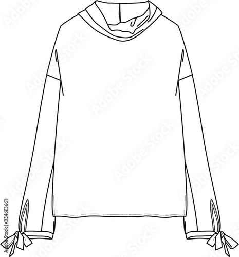Womens TOP fashion flat sketch. Technical drawing APPAREL template.