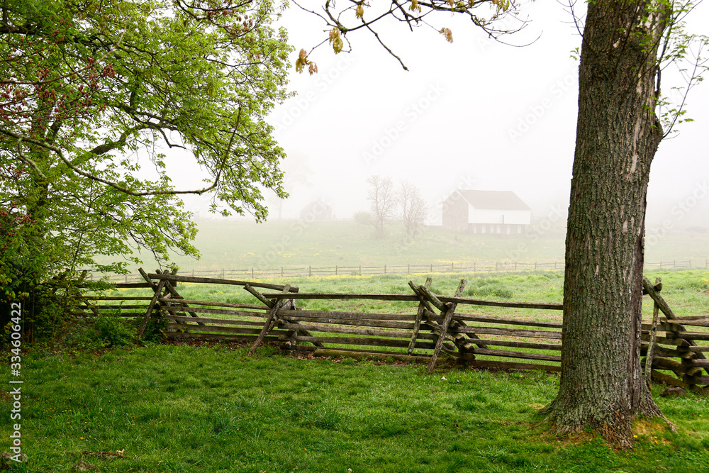 Historic fence line, Gettysburg, Pennsylvania,