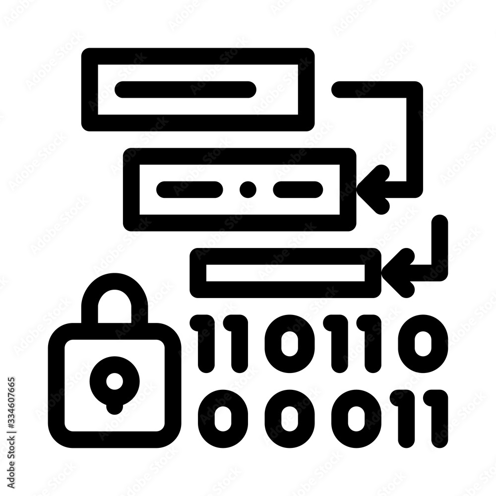 binary protection algorithm icon vector. binary protection algorithm sign. isolated contour symbol illustration binary protection algorithm icon vector. binary protection algorithm sign. isolated contour symbol illustration