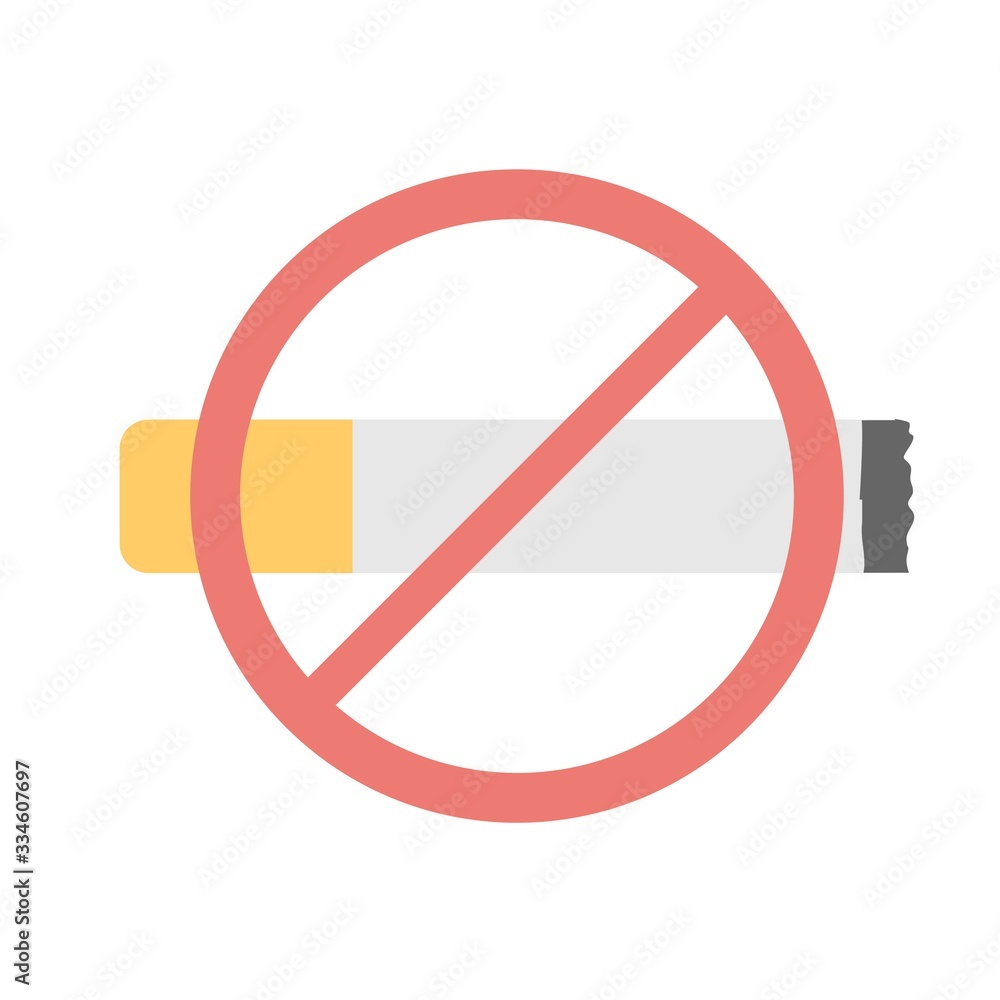 Realistic cigarette banned icon in flat style. No cigarette, no smoking sign icon illustration. Quit smoking, public sign for healthy life concept for perfect community health projects. Realistic cigarette banned icon in flat style. No cigarette, no smoking sign icon illustration. Quit smoking, public sign for healthy life concept for perfect community health projects.