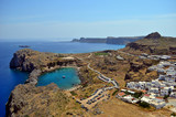 Heart-like laguna with the Lindos town on Rhodes island