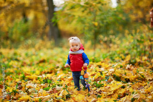 happy girl in the autumn forest