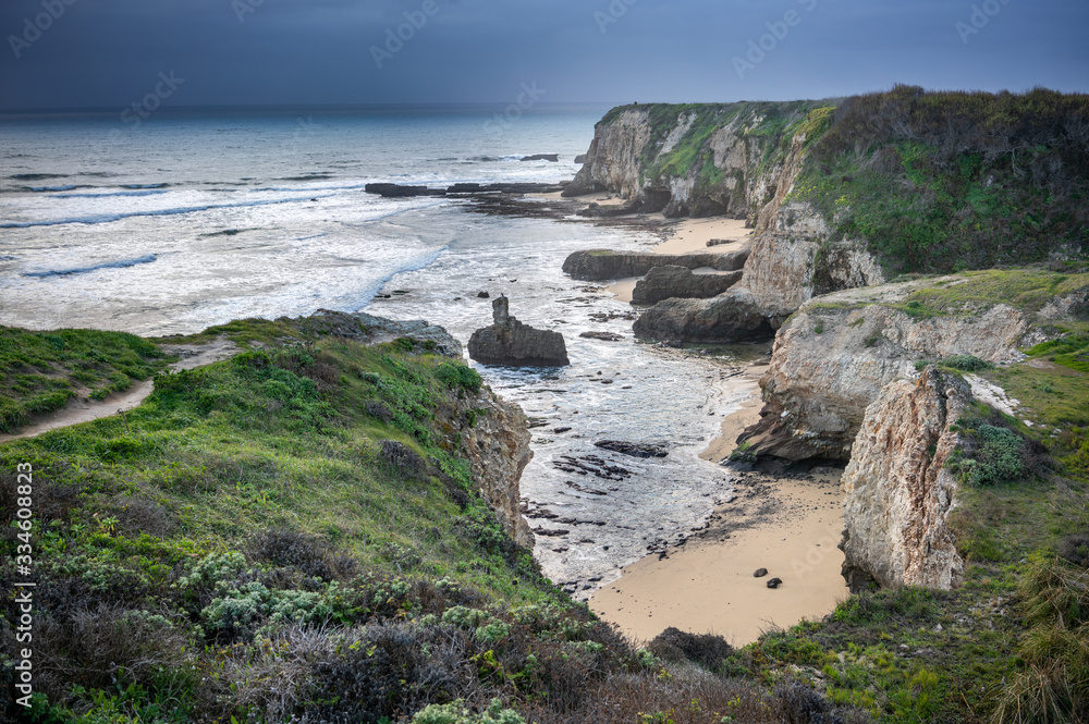 Cliff on Davenport beach of California
