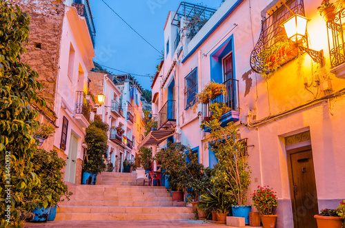 Colorful houses in the old town of Alicante, Spain