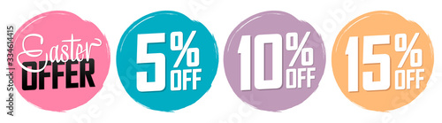 Set Easter Sale banners design template, discount tags, offer app icons, grunge brush,  vector illustration