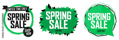 Set Spring Sale banners, discount tags design template, vector illustration