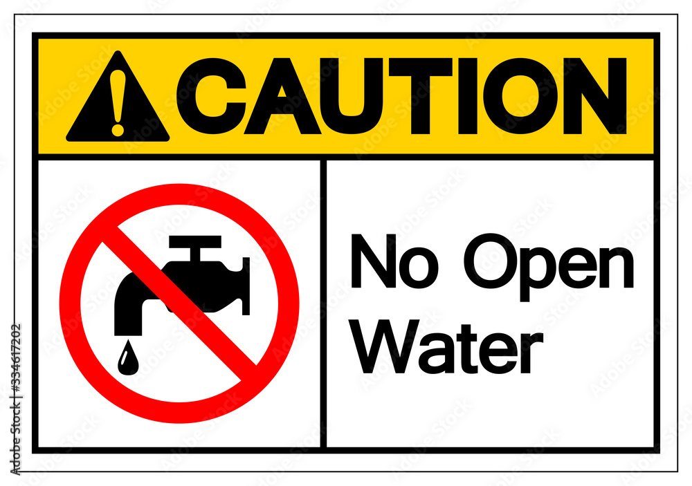 Caution No Open Water Symbol Sign, Vector Illustration, Isolate On White Background Label .EPS10 Caution No Open Water Symbol Sign, Vector Illustration, Isolate On White Background Label .EPS10
