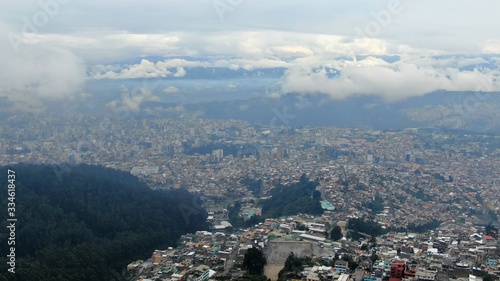 aerial shot of the central north of Quito Ecuador