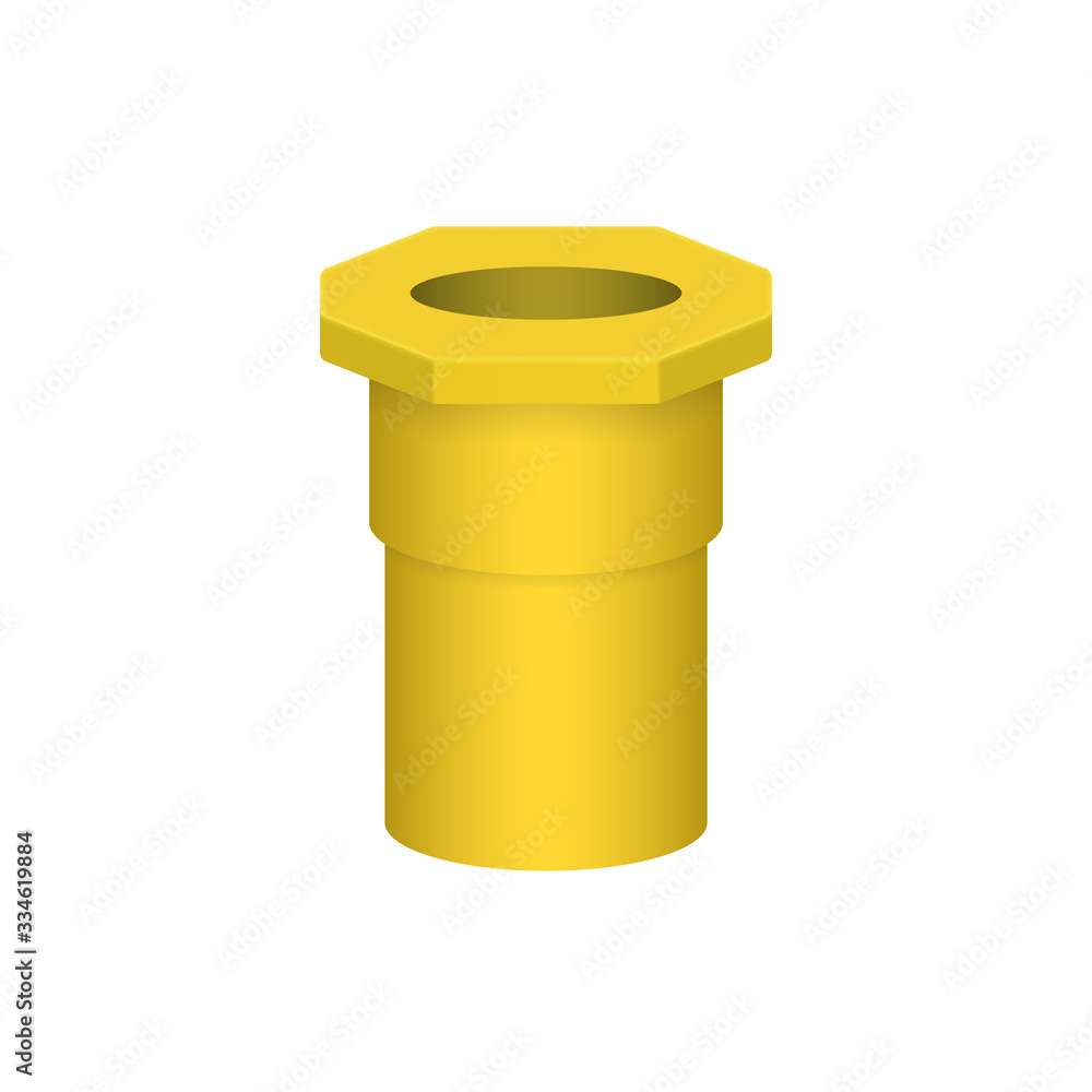Obraz premium Industrial pipe connector and flange fitting vector icon for pipeline joints, plumbing, fluid transport, water supply, oil, gas and process. Ideal for manufacturing catalogs and safety programs.