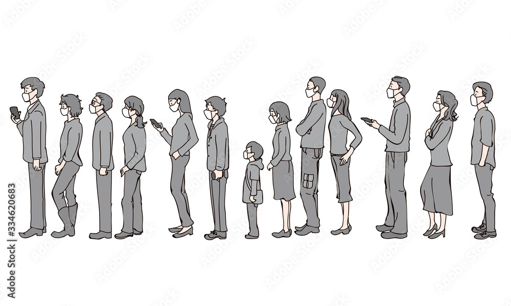 マスクの人イラスト 行列 Stock ベクター Adobe Stock マスクの人イラスト 行列 Stock ベクター Adobe Stock