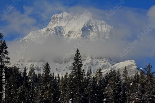 Mount Temple view at Trans Canada Highway near Lake Louise  Banff National Park  Canadian Rockies