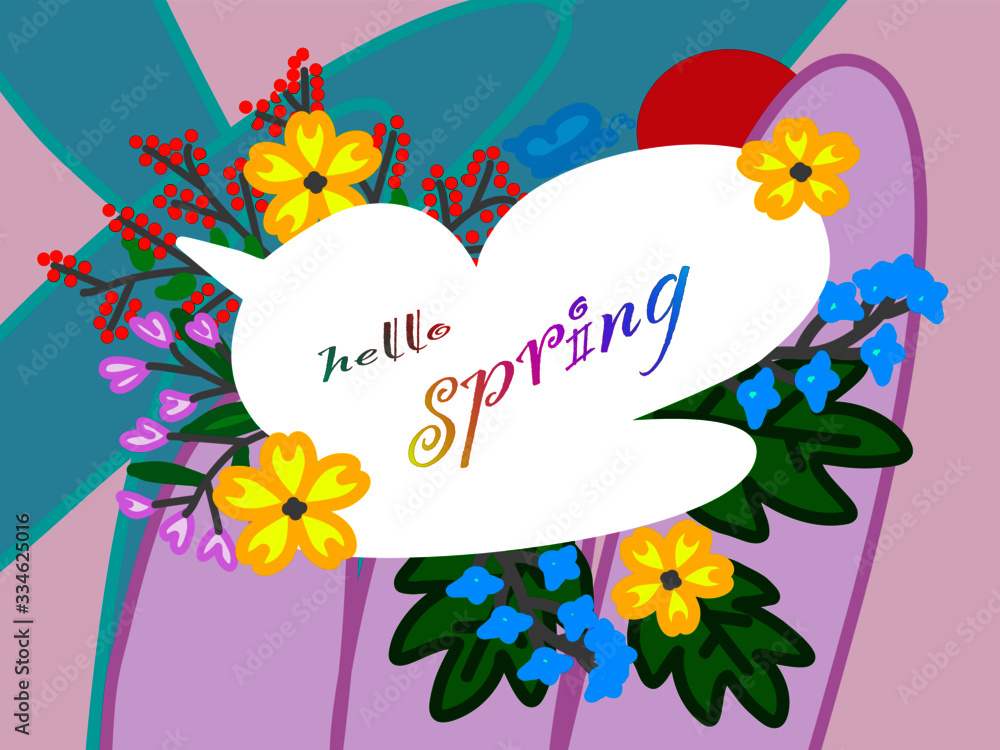 Hello spring drawn art line colorful pastels tone various pattern vector background textures 