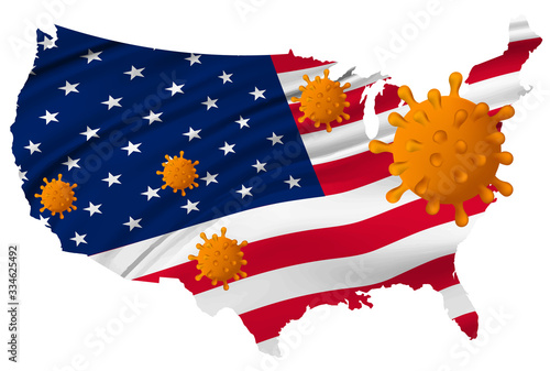 アメリカ　コロナ　ウイルス　アイコン