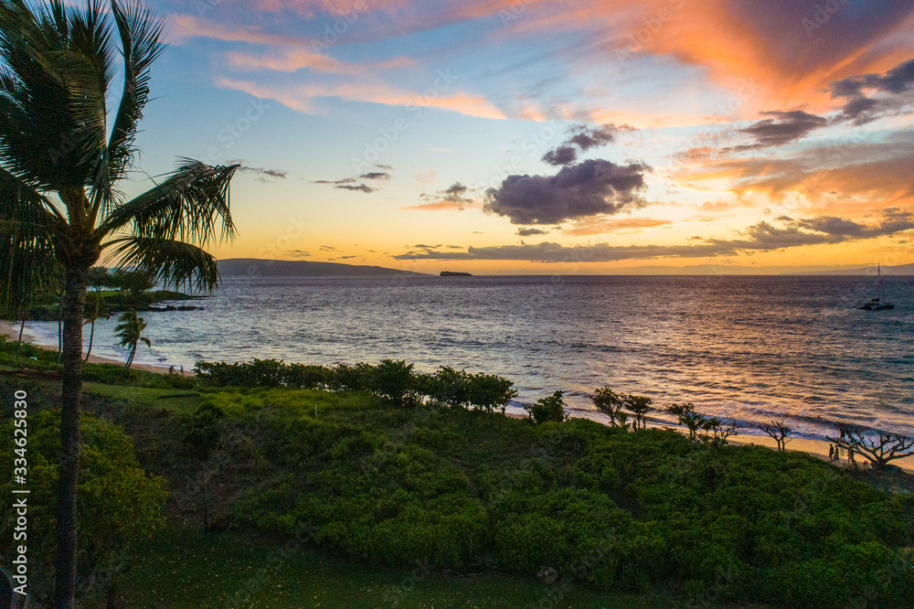 Sunset from Maui via drone