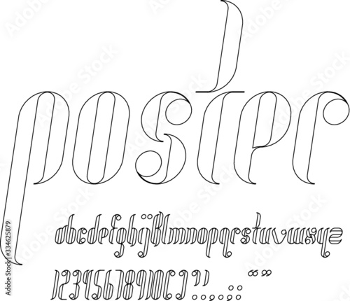 Creative designer font set for logo or masthead in vector format