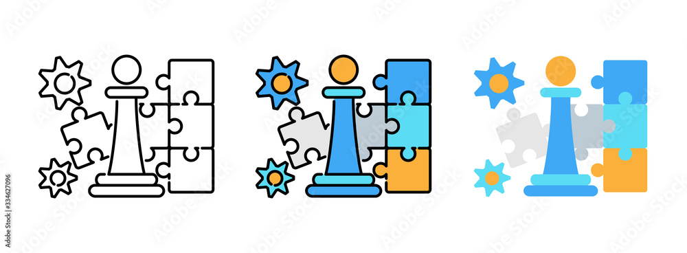 Obraz premium Business Strategy icon set isolated on white background for web design