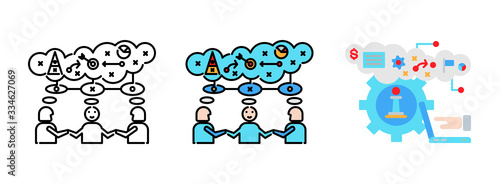 Business Strategy icon set isolated on white background for web design