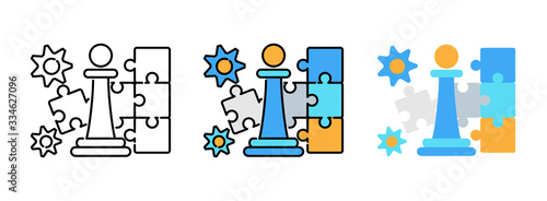 Business Strategy icon set isolated on white background for web design