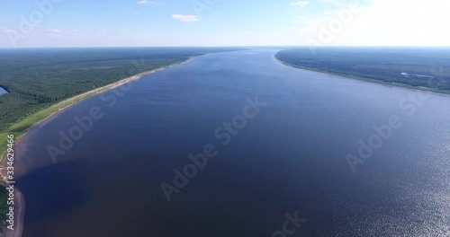 Big Siberian river Yenisei. Aerial