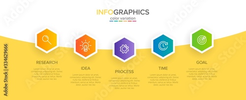 Infographic design with icons and 5 options or steps. Thin line vector. Infographics business concept. Can be used for info graphics, flow charts, presentations, web sites, banners, printed materials.