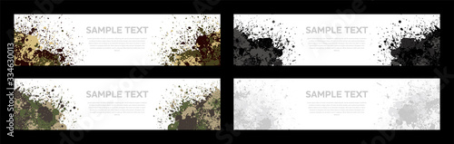 Splash ink banner set. Backgrounds for poster, banner or flyer. Vector.飛び散ったインクのベクターセット	