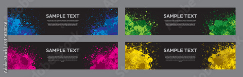 Splash ink banner set. Backgrounds for poster, banner or flyer. Vector.飛び散ったインクのベクターセット	
