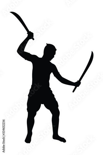 Ancient Siam soldier silhouette vector