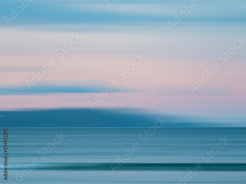 Light blue evening on a beach. New Zealand seashore 