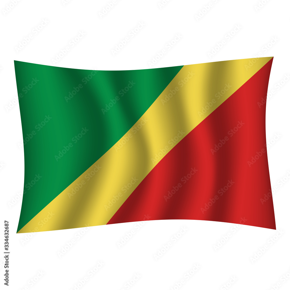 Republic of Congo flag background with cloth texture. Republic of Congo Flag vector illustration eps10. - Vector