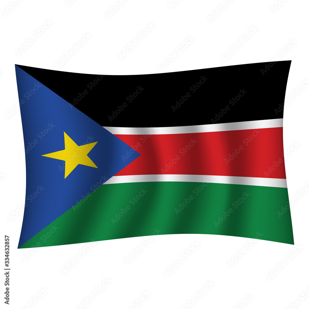 South Sudan flag , flag of South Sudan waving on flag pole, vector illustration EPS 10. South Sudan flag , flag of South Sudan waving on flag pole, vector illustration EPS 10.