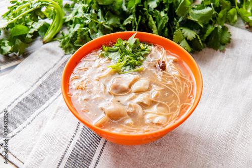 pork large intestine vermicelli soup, Taiwanese noodle cuisine., Night Market in Taiwan photo