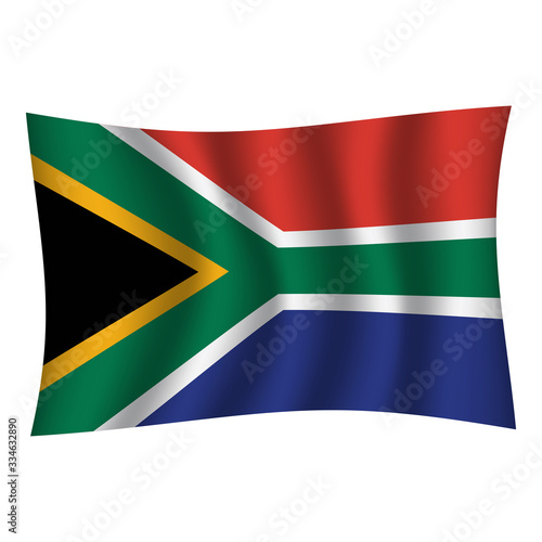 South Africa flag , flag of South Africa waving on flag pole, vector illustration EPS 10.