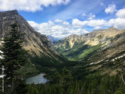 A beautiful scenic view of a mountainous valley in waterton lakes national park