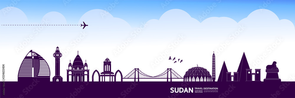 Sudan travel destination grand vector illustration. 