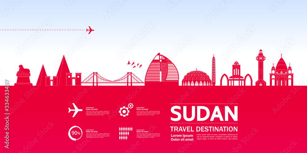 Sudan travel destination grand vector illustration. 