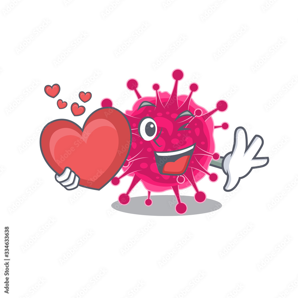 A sweet picornaviridae cartoon character style with a heart A sweet picornaviridae cartoon character style with a heart