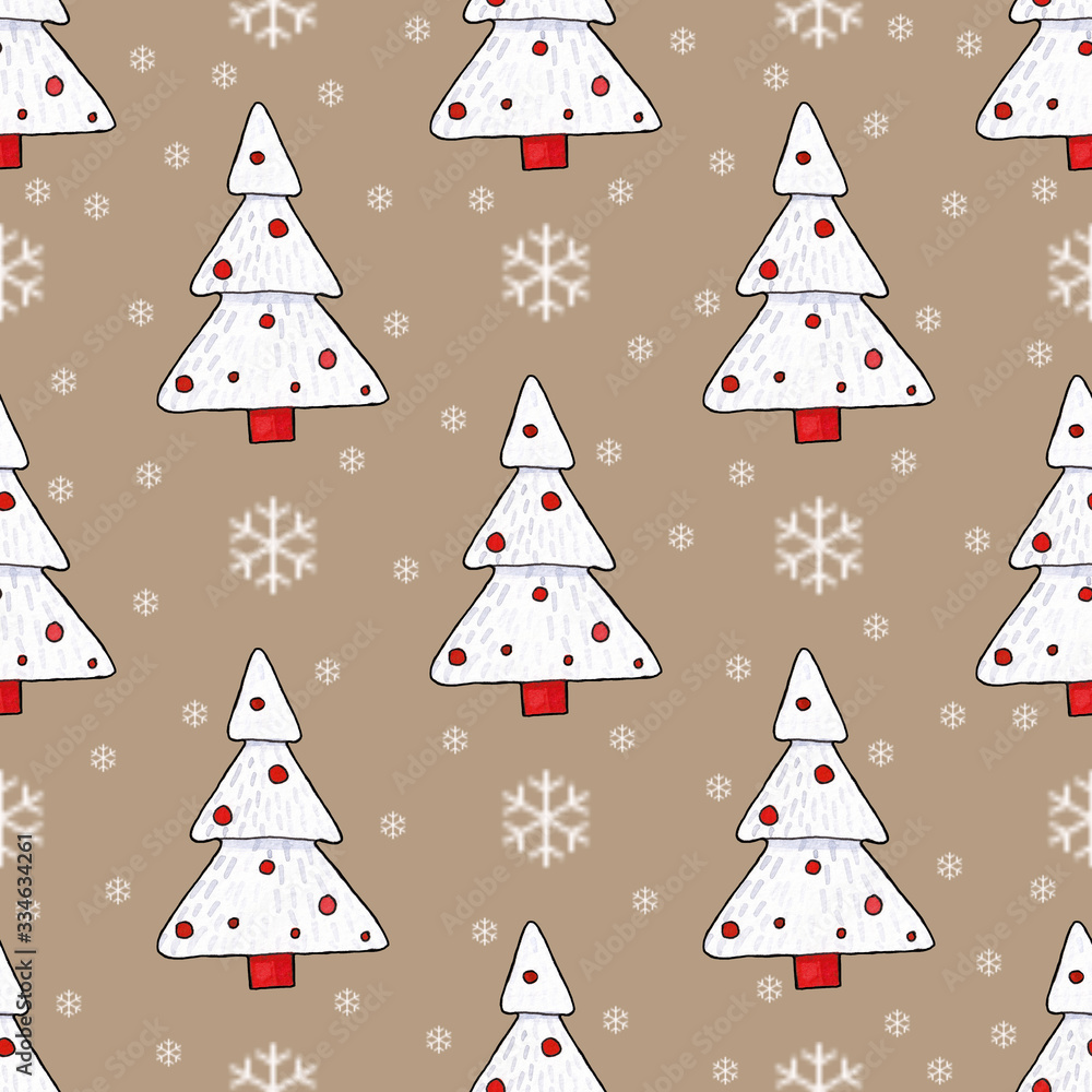 New year watercolor pattern with craft background New year watercolor pattern with craft background