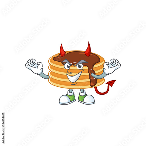 A picture of devil chocolate cream pancake cartoon character design