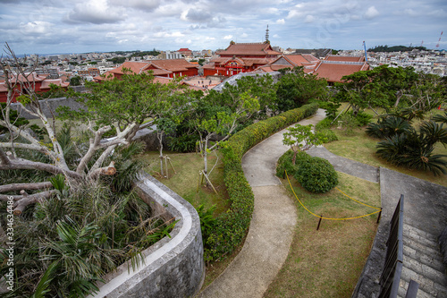 Shuri Castle, Okinawa, Japan - March 23, 2018 : First period of high season for this wonderful island in Japan. There are many peoples coming to visit one of the best castle in the country.