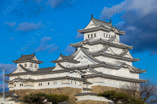 Himeji Castle, Hyogo, Japan : 2019 January 24. The most beautiful castle in Japan and know as the best castle for Japanese need to see once in life. The castle can see from different location.