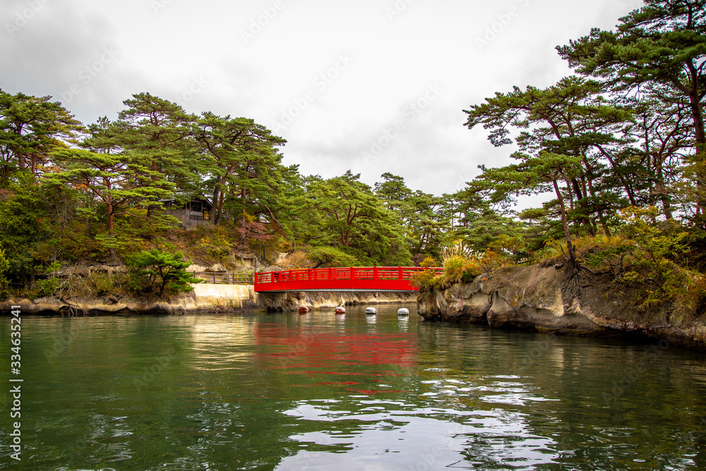 Red bridge in Japan.