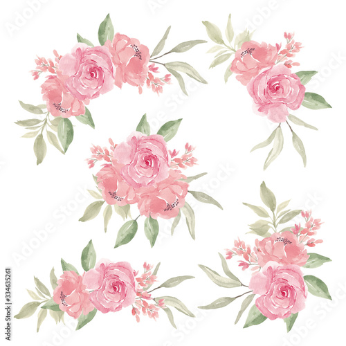 Watercolor flower bouquet illustration collection