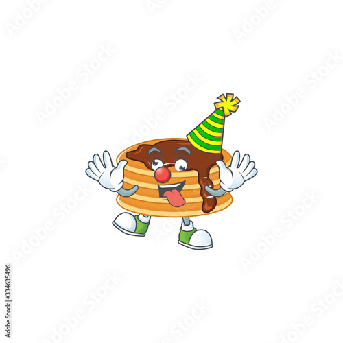 Amusing Clown chocolate cream pancake cartoon character mascot style