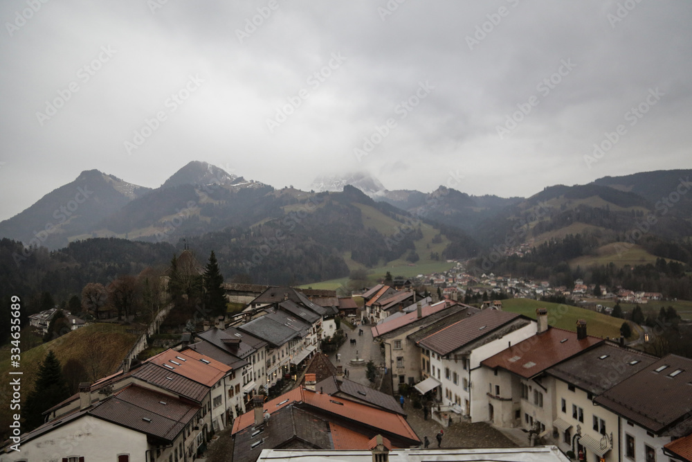 Vue du village de Gruyères, Suisse