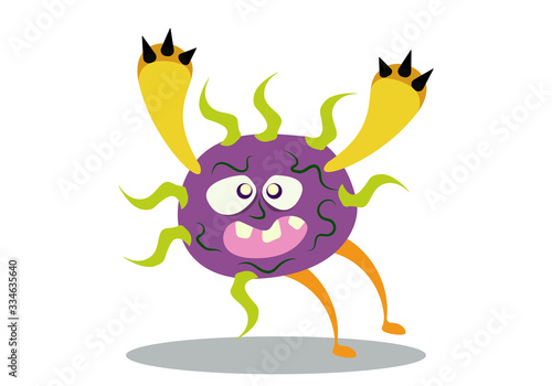 Illustration vector graphic of cute bacteria character running. Vector cartoon illustration of a virus, bacteria. Cartoon microbes. Simple vector illustration EPS10 isolated on white background.