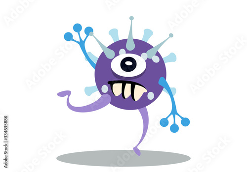 Illustration vector graphic of cute bacteria character running. Vector cartoon illustration of a virus  bacteria. Cartoon microbes. Simple vector illustration EPS10 isolated on white background.