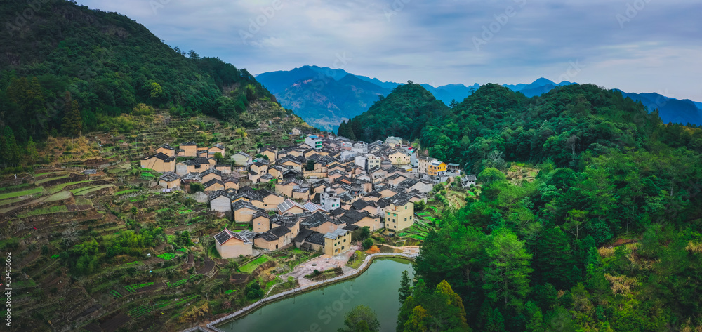 Panoramo view of landscape of China's ancient historic village