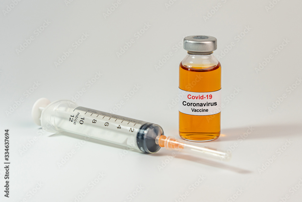 Coronavirus vaccine bottle and medical syringe injection Coronavirus vaccine bottle and medical syringe injection