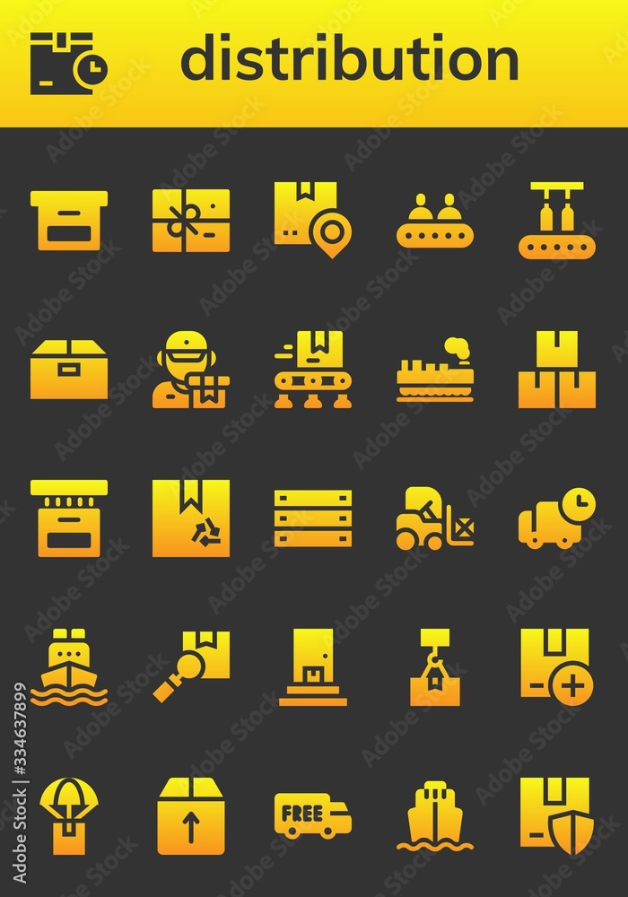 distribution icon set distribution icon set