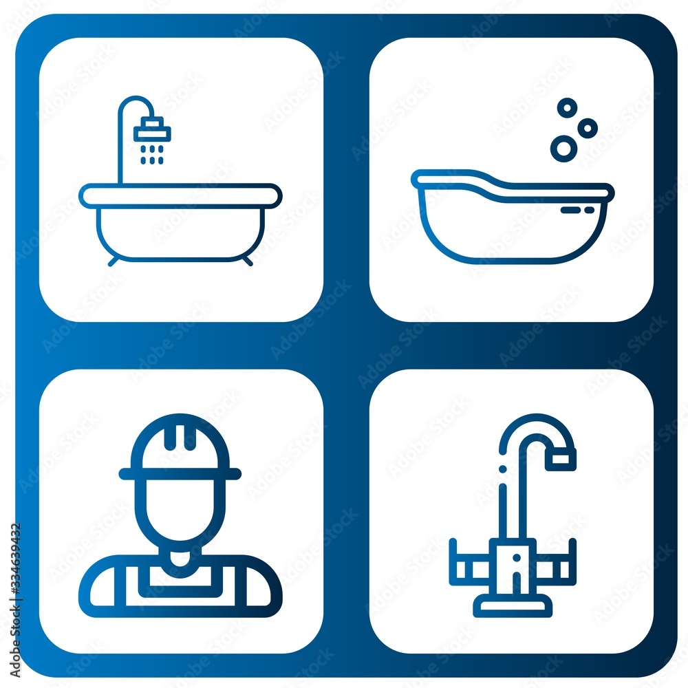 Set of bathtub icons